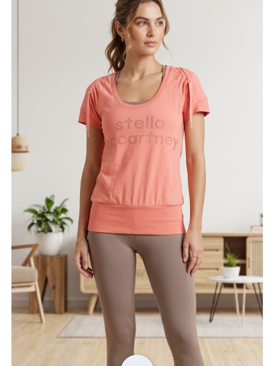 Stella McCartney Tops - Adidas Stella McCartney Coral Short-Sleeve Logo Tee size small